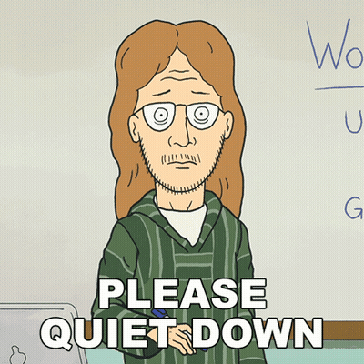 Cartoon Character Saying Please Quiet Down GIF