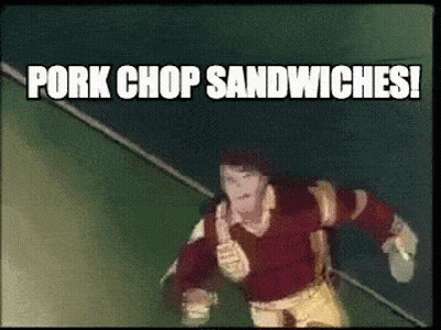 Cartoon Character Saying Pork Chop Sandwiches GIF