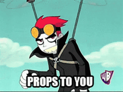 Cartoon Character Saying Props To You With Goggles GIF