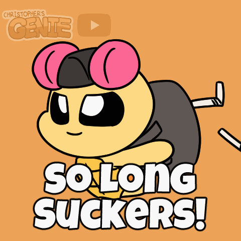 Cartoon Character Saying So Long Suckers on Yellow Background
