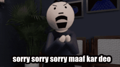 Cartoon Character Saying Sorry Sorry Sorry Maaf Kar Deo in Dark Room