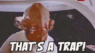 Cartoon Character Saying That's A Trap In Spaceship GIF