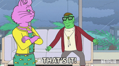 Cartoon Character Saying That's It Next To Couch GIF