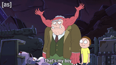 Cartoon Character Saying That's My Boy With Monster GIF