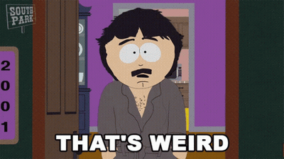 Cartoon Character Saying That's Weird In Front Of South Park Sign GIF