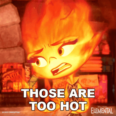 Cartoon Character Saying Those Are Too Hot GIF