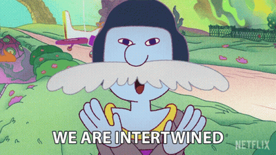 Cartoon Character Saying We Are Intertwined Netflix Ad GIF