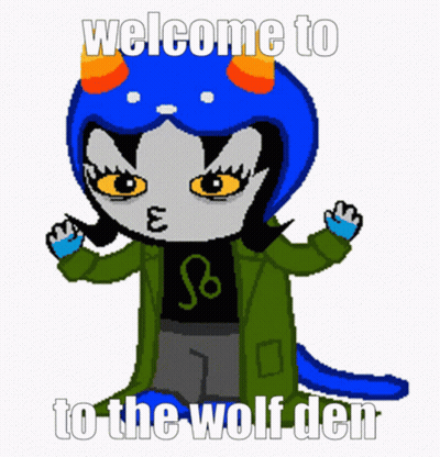Cartoon Character Saying Welcome To The Wolf Den GIF