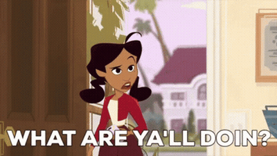 Cartoon Character Saying What Are Y'all Doin In Front Of House GIF