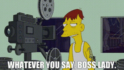 Cartoon Character Saying Whatever You Say Boss Lady GIF