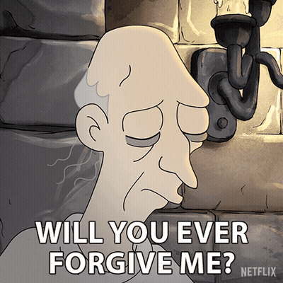 Cartoon Character Saying Will You Ever Forgive Me Netflix Ad GIF