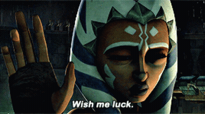 Cartoon Character Saying Wish Me Luck Waving GIF