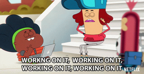 Cartoon Character Saying Working On It GIF