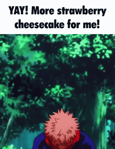 Cartoon Character Saying Yay More Strawberry Cheesecake GIF