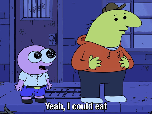 Cartoon Character Saying Yeah, I Could Eat GIF