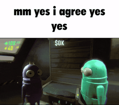 Cartoon Character Saying Yes In Front Of Sok Sign GIF