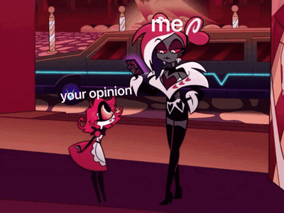 Cartoon Character Saying Your Opinion Next To Another GIF