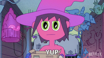 Cartoon Character Saying Yup In Purple Hat GIF