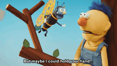 Cartoon Character Says But Maybe I Could Hold Your Hand With Butterfly GIF