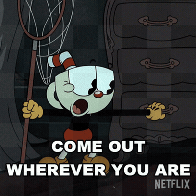 Cartoon Character Says Come Out Wherever You Are GIF