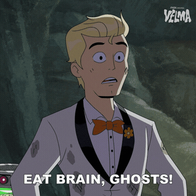 Cartoon Character Says Eat Brain Ghosts GIF