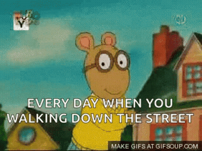 Cartoon Character Says Every Day When You Walk Down The Street GIF