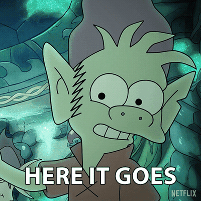 Cartoon Character Says Here It Goes GIF