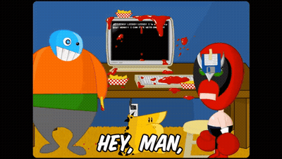 Cartoon Character Says Hey Man Messy Computer GIF