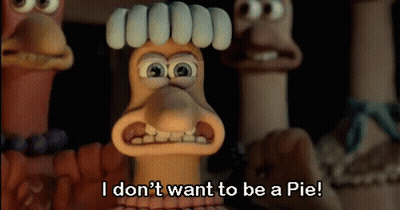 Cartoon Character Says I Don't Want To Be A Pie GIF
