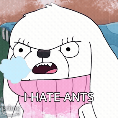 Cartoon Character Says I Hate Ants In Pink Sweater GIF