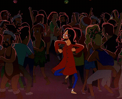 Cartoon Character Says I Love Christmas In Crowd GIF