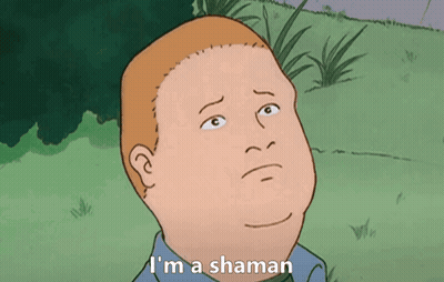 Cartoon Character Says I'm A Shaman In Grass GIF