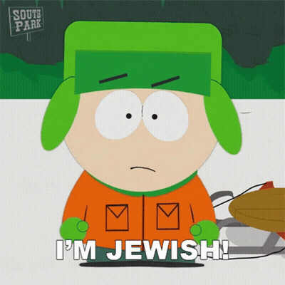 Cartoon Character Says I'm Jewish In Front Of South Park Sign GIF
