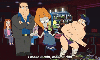 Cartoon Character Says I Make It Rain In Bar GIF