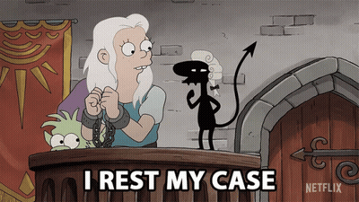 Cartoon Character Says I Rest My Case In Front Of Demon GIF