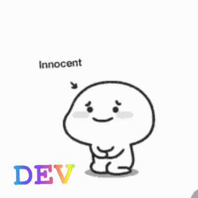 Cartoon Character Says Innocent Next to Dev Logo