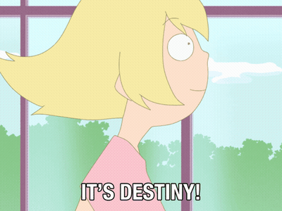 Cartoon Character Says Its Destiny In Pink Shirt GIF