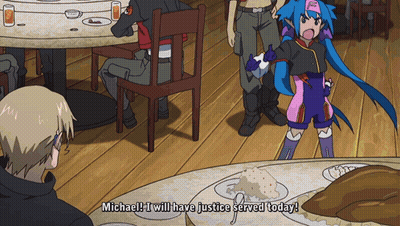 Cartoon Character Says Michael I Will Have Justice Served Today In Restaurant GIF