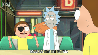 Cartoon Character Says Must Be This Tall to Ride in Front of Rick and Morty