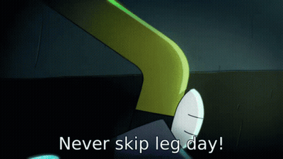 Cartoon Character Says Never Skip Leg Day GIF