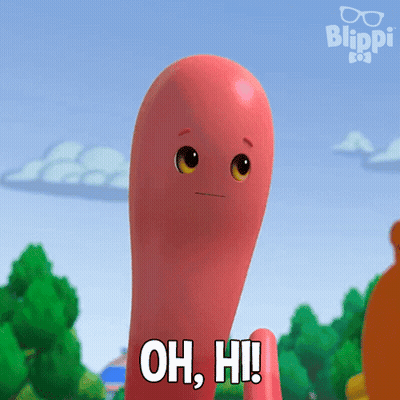 Cartoon Character Says Oh Hi Blue Sky GIF