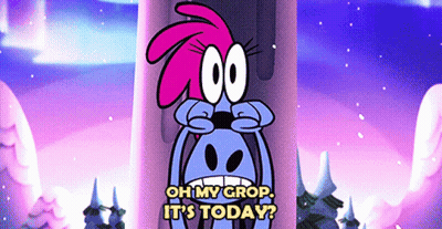 Cartoon Character Says Oh My Grop It's Today Beside Tree GIF