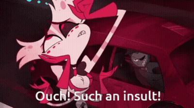 Cartoon Character Says Ouch Such An Insult In Front Of Car GIF