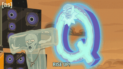 Cartoon Character Says Rise Up In Front Of Speaker GIF