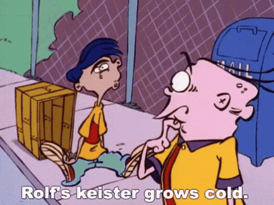 Cartoon Character Says Rolf Keister Grows Cold GIF