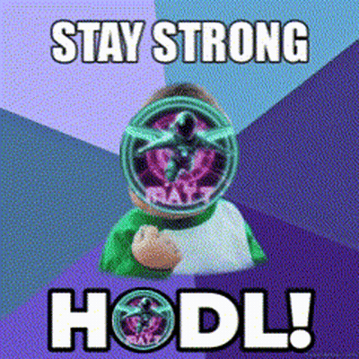 Cartoon Character Says Stay Strong Hodl Purple Blue GIF