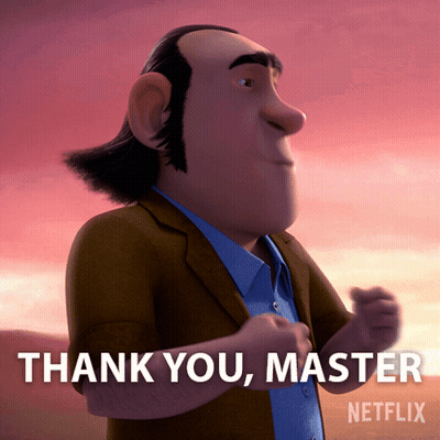 Cartoon Character Says Thank You Master Netflix Advertisement GIF