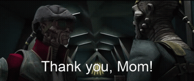 Cartoon Character Says Thank You Mom in Dark Room