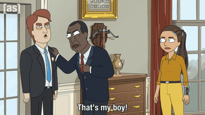 Cartoon Character Says That's My Boy In Front Of Dresser GIF