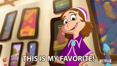 Cartoon Character Says This Is My Favorite In Front Of Picture Wall GIF